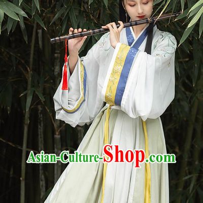 Chinese Traditional Jin Dynasty Young Lady Hanfu Dress Ancient Female Swordsman Garment Historical Costumes
