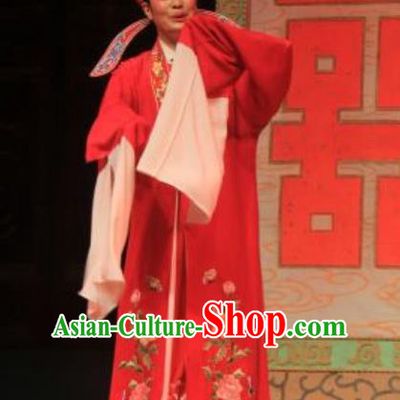 Yi Jian Zhong Qing Chinese Yue Opera Scholar Qian Qing Garment Costumes and Headwear Shaoxing Opera Xiaosheng Young Male Wedding Apparels