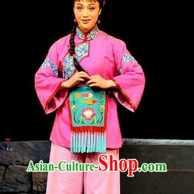 Chinese Shaoxing Opera Country Lady Qiu Hua Costumes and Headdress Yue Opera Liu Hua Xi Young Girl Dress Garment Apparels