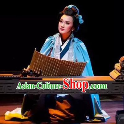 Chinese Shaoxing Opera Young Female Ban Zhao Apparels Costumes and Headpieces Yue Opera Litterateur Dress Garment
