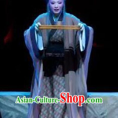 Chinese Shaoxing Opera Elderly Poor Female Apparels Costumes and Headpieces Yue Opera Old Dame Ban Zhao Dress Garment