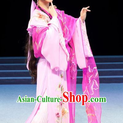 Chinese Shaoxing Opera Hua Tan Apparels Costumes and Headpieces Yue Opera Young Female Actress Pink Dress Garment