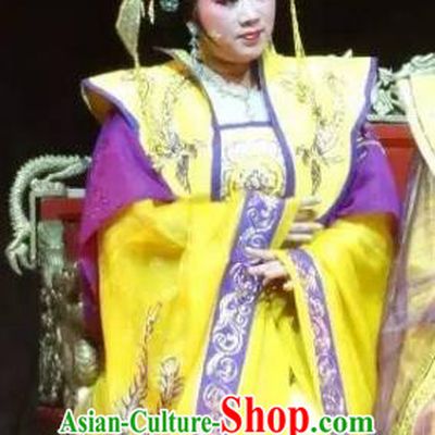 Chinese Shaoxing Opera Empress Rong Hua Dream Dress Costumes and Headdress Yue Opera Actress Court Queen Garment Apparels