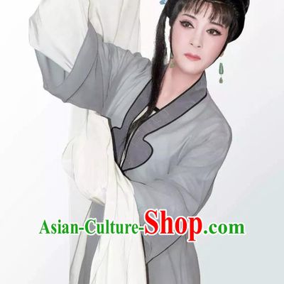 Chinese Shaoxing Opera Tsing Yi Fengxue Hanmei Li Sanniang Dress Costumes and Headdress Yue Opera Actress Distress Maiden Garment Apparels
