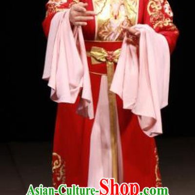 Chinese Shaoxing Opera Dan Role Fengxue Hanmei Li Sanniang Red Dress Costumes and Headpieces Yue Opera Actress Diva Garment Apparels
