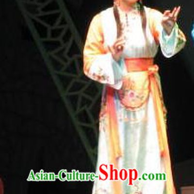 Chinese Shaoxing Opera Xiaodan Dress Costumes and Headdress Three Charming Smiles Yue Opera Young Female Garment Apparels