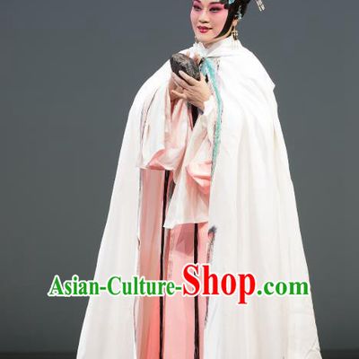 Chinese Kun Opera Mistress Li Ruoshui Pink Dress Costumes and Headpieces Wu Shi Ji Kunqu Opera Young Female Garment Apparels