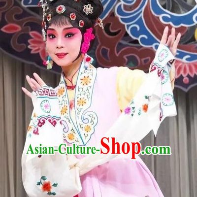 Chinese Kun Opera Young Lady Dress Costumes and Headdress Fifteen Strings of Cash Ji Kunqu Opera Actress Su Shujuan Garment Apparels