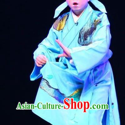 Chinese Kun Opera Young Male Garment Apparels Clothing and Headwear Wu Shi Ji Kunqu Opera Xiaosheng Robe Costumes