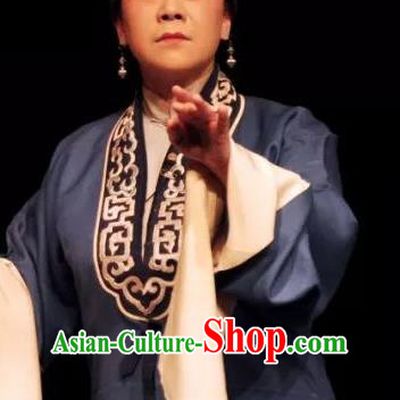 Chinese Kun Opera Laodan Dress Costumes and Headdress On A Wall and Horse Kunqu Opera Elderly Female Garment Apparels