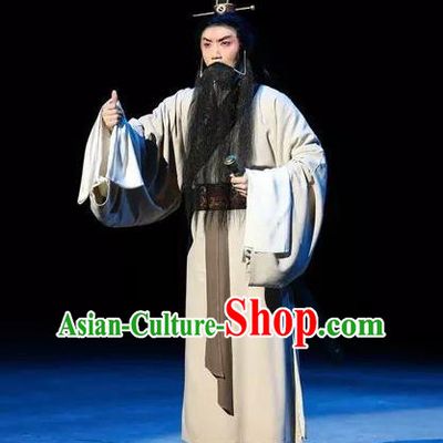 Chinese Kun Opera Elderly Male Yu Shun Apparels Garment Costumes and Headwear Kunqu Opera the Dream of Xiang Fei Laosheng Clothing