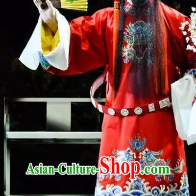 Rain on the Phoenix Tree Chinese Kun Opera Elderly Male Garment Costumes and Headwear Kunqu Opera Apparels Tang Emperor Clothing