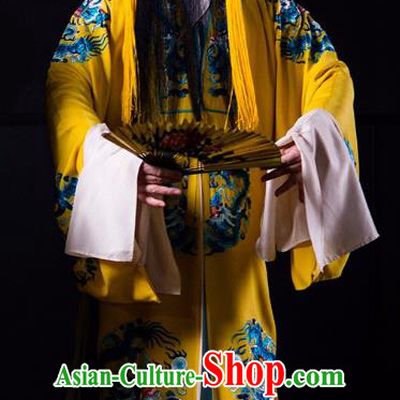 Rain on the Phoenix Tree Chinese Kun Opera Tang Emperor Garment Costumes and Headwear Kunqu Opera Elderly Male Apparels Clothing