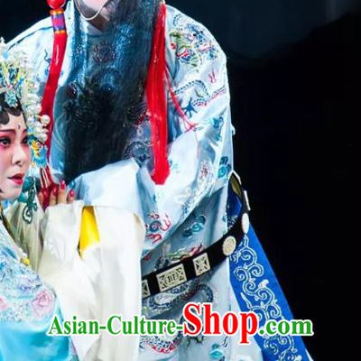 Rain on the Phoenix Tree Chinese Kun Opera Laosheng Garment Costumes and Headwear Kunqu Opera Apparels Clothing Tang Emperor Embroidered Robe