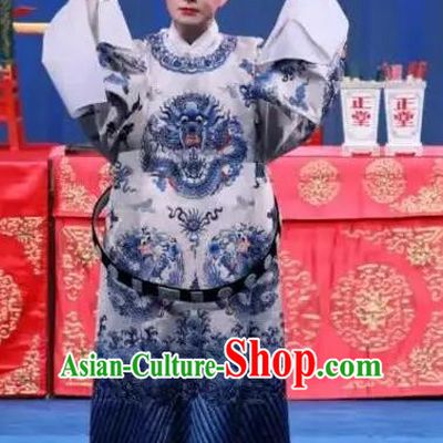 Bai Luo Shan Chinese Kun Opera Xiaosheng Embroidered Robe Apparels Garment Costumes and Headwear Kunqu Opera Scholar Xu Jizu Clothing
