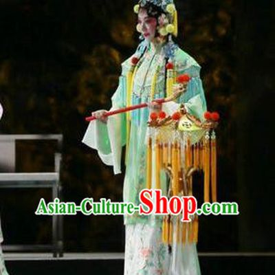 Chinese Kun Opera Xiaodan Dress Costumes and Headpieces Rain on the Phoenix Tree Kunqu Opera Young Lady Garment Apparels