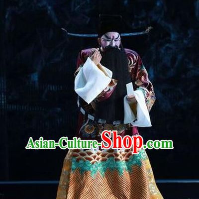 Chinese Kun Opera Rain on the Phoenix Tree Garment Costumes and Headwear Kunqu Opera Elderly Male Official Apparels Clothing