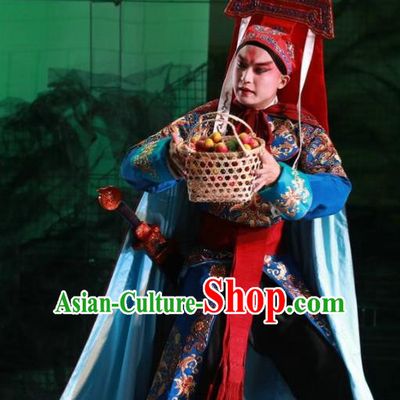 Rain on the Phoenix Tree Chinese Kun Opera Wusheng Garment Costumes and Headwear Kunqu Opera Imperial Bodyguard Apparels Clothing