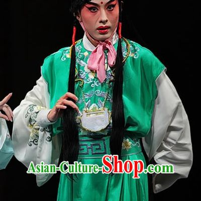 Dream of Red Mansions Chinese Kun Opera Xiaosheng Jia Baoyu Apparels Garment Costumes and Headwear Kunqu Opera Childe Green Clothing