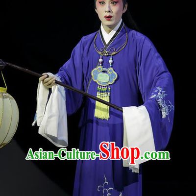 Chinese Kun Opera Apparels and Headwear Dream of Red Mansions Jia Baoyu Garment Costumes Kunqu Opera Young Male Purple Robe Clothing