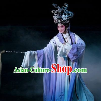 Chinese Kun Opera Young Female Dress Apparels and Headdress Dream of Red Mansions Kunqu Opera Taoist Nun Miao Yu Garment Costumes