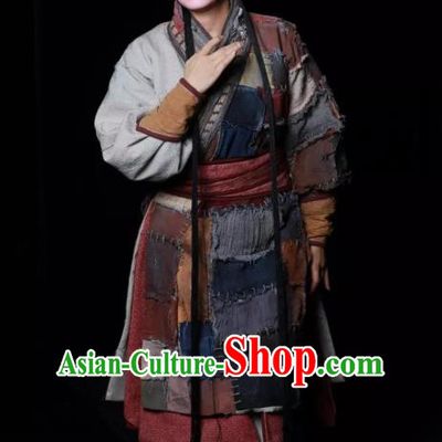Chinese Kun Opera Poor Woman Dress Costumes and Headdress Meng Jiangnv Sends Winter Clothes Kunqu Opera Country Female Tian Garment Apparels