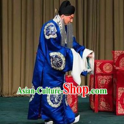 the Legend of Washing the Silk Gauze Chinese Kun Opera Laosheng Garment Costumes and Headwear Kunqu Opera Elderly Male Wu Zixu Apparels Clothing