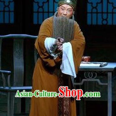 Chinese Kun Opera Old Man Wei Liangfu Apparels Garment Costumes and Headwear the Legend of Washing the Silk Gauze Kunqu Opera Laosheng Clothing