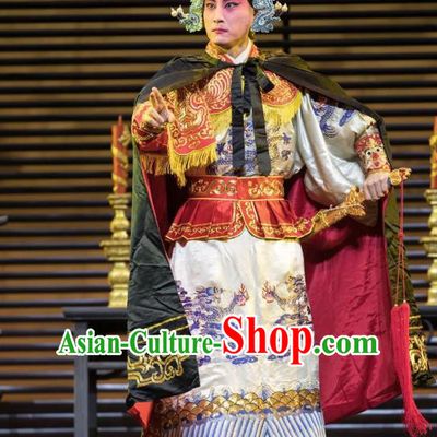 Chinese Kun Opera Takefu Warrior Apparels Garment Costumes and Headwear the Legend of Washing the Silk Gauze Kunqu Opera General Clothing