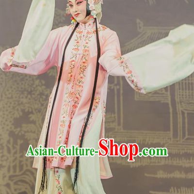 Chinese Kun Opera Actress Pink Dress Apparels Costumes and Headdress The Tale of Handan Kunqu Opera Young Female Garment