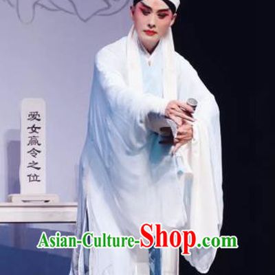 Romance Juliet Chinese Kun Opera Xiaosheng Scholar Apparels and Headwear Kunqu Opera Garment Young Male Ji Can Blue Costumes
