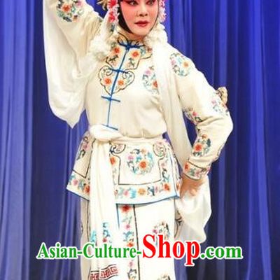 Chinese Kun Opera Wudan Apparels Costumes and Headpieces Leifeng Pagoda Kunqu Opera Martial Female Bai Suzhen Dress Garment