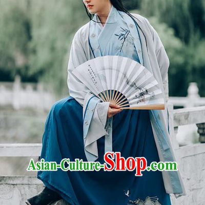 Chinese Traditional Ming Dynasty Young Man Hanfu Clothing Ancient Swordsman Historical Costumes Embroidered Garment