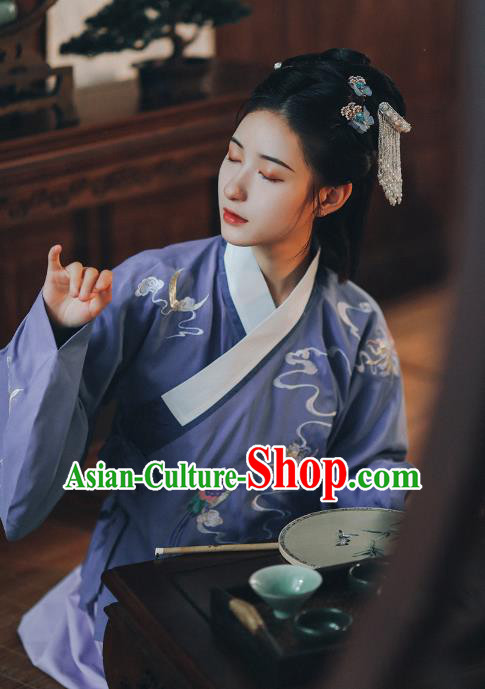 Chinese Traditional Ming Dynasty Patrician Female Hanfu Dress Ancient Princess Embroidered Blouse and Skirt Historical Costumes for Women