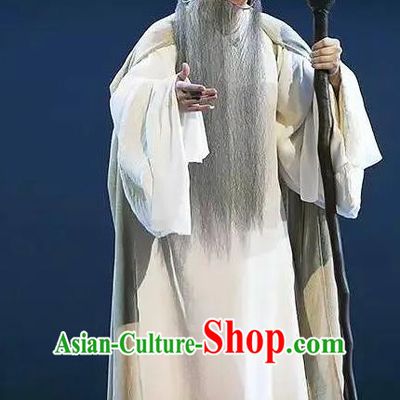 Chinese Kun Opera Laosheng Confucius Costumes and Headwear Kunqu Opera Garment Elderly Male Apparels