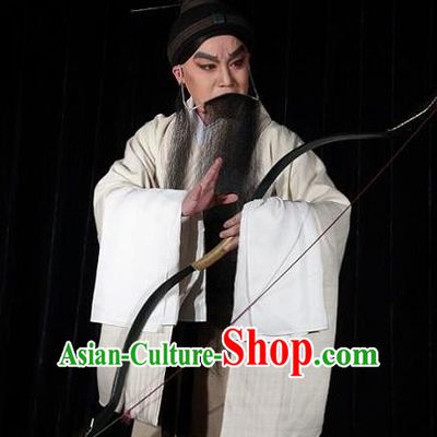 Chinese Kun Opera Old Scholar Costumes and Headwear Kunqu Opera Confucius Garment Elderly Male Philosopher Apparels