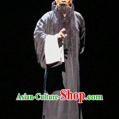 Chinese Kun Opera Laosheng Elderly Man Tu An Gu Costumes and Headwear Kunqu Opera Old Scholar Garment Apparels
