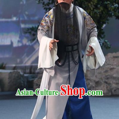 Jing Yang Zhong Chinese Kun Opera Laosheng Costumes and Headwear Kunqu Opera Elderly Male Emperor Chongzhen Garment Apparels
