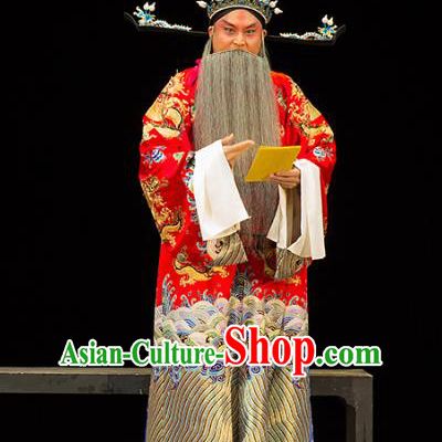 Chinese Kun Opera Official Continue the Pipa Cao Cao Costumes and Headwear Kunqu Opera Elderly Male Garment Apparels