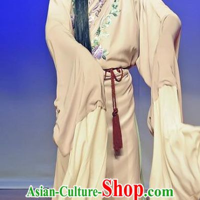 Jiu Lian Lantern Chinese Kun Opera Young Male Apparels Costumes and Headwear Kunqu Opera Xiaosheng Garment Scholar Min Yuan Clothing