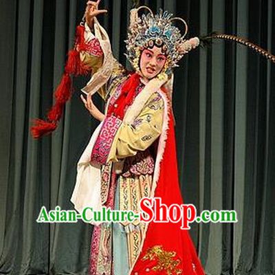 Chinese Kun Opera Hua Tan Wang Qiang Costumes Apparels and Headdress Qing Zhong Ji Traditional Kunqu Opera Actress Dress Noble Consort Garment