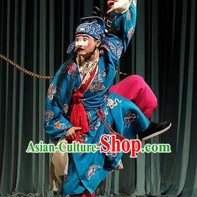 Qing Zhong Ji Chinese Kun Opera Chou Role Mao Yanshou Apparels Costumes and Headwear Kunqu Opera Clown Male Garment Clothing