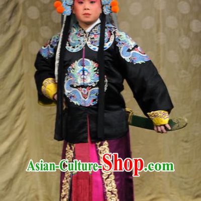 Yu Jia Le Chinese Kun Opera Wusheng Apparels Costumes and Headwear Kunqu Opera Martial Male Garment Bodyguard Clothing