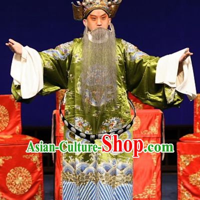 Feng Zheng Wu Chinese Kun Opera Elderly Male Apparels Costumes and Headwear Kunqu Opera Laosheng Garment Official Clothing