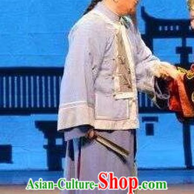 Bu Yue Lei Chi Chinese Huangmei Opera Elderly Scholar Shen Hao Apparels Costumes and Headwear Kunqu Opera Old Man Garment Clothing