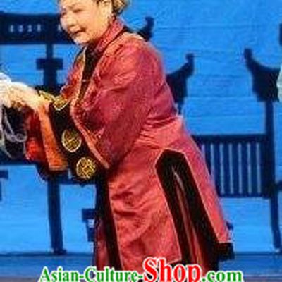 Chinese Huangmei Opera Laodan Costumes Apparels and Headpieces Bu Yue Lei Chi Traditional Anhui Opera Elderly Female Dress Dame Garment