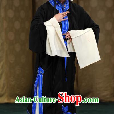 Chinese Kun Opera Tsing Yi Zou Feixia Costumes Apparels and Headpieces Yu Jia Le Traditional Kunqu Opera Distress Maiden Black Dress Garment