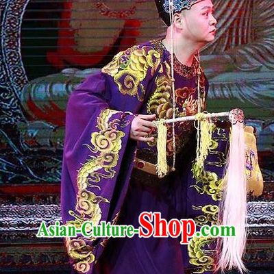 Chuan Deng Chinese Huangmei Opera Figurant Apparels Costumes Kunqu Opera Court Eunuch Garment Clothing and Headwear