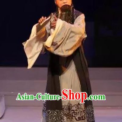 Zhu Meng Ji Chinese Kun Opera Elderly Male Costumes and Headwear Kunqu Opera Laosheng Garment Landlord Apparels