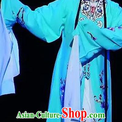 Chinese Kun Opera Rich Lady Bi Tao Costumes and Headdress The Legend of Hairpin Traditional Kunqu Opera Hua Tan Blue Garment Apparels